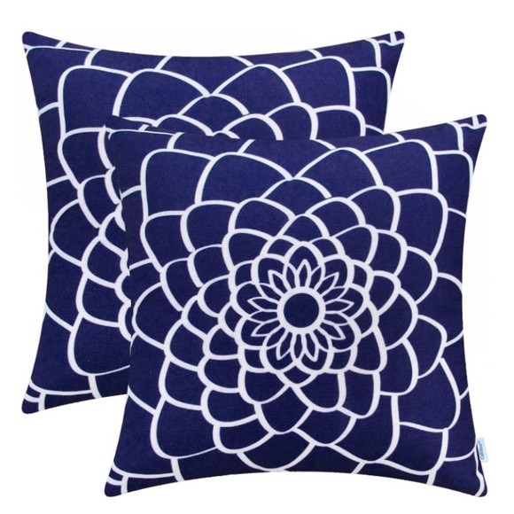 Luxury HomeNavy Dahlia Silhouette Pillow Covers